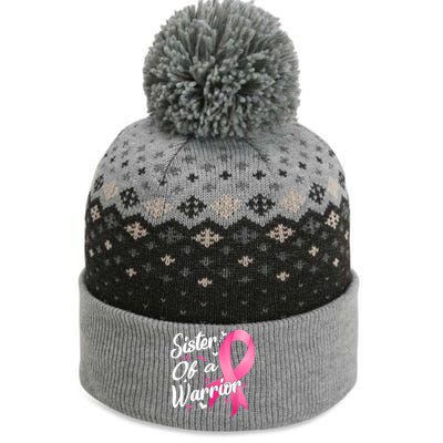 Womens Fighter Sister Of A Warrior Breast Cancer Fighting The Baniff Cuffed Pom Beanie