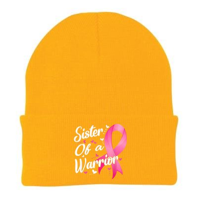 Womens Fighter Sister Of A Warrior Breast Cancer Fighting Knit Cap Winter Beanie