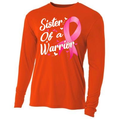 Womens Fighter Sister Of A Warrior Breast Cancer Fighting Cooling Performance Long Sleeve Crew