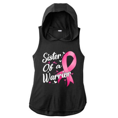 Womens Fighter Sister Of A Warrior Breast Cancer Fighting Ladies PosiCharge Tri-Blend Wicking Draft Hoodie Tank