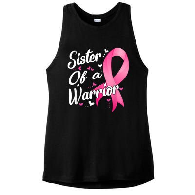 Womens Fighter Sister Of A Warrior Breast Cancer Fighting Ladies PosiCharge Tri-Blend Wicking Tank