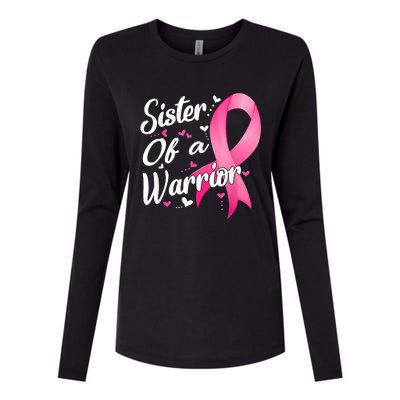 Womens Fighter Sister Of A Warrior Breast Cancer Fighting Womens Cotton Relaxed Long Sleeve T-Shirt