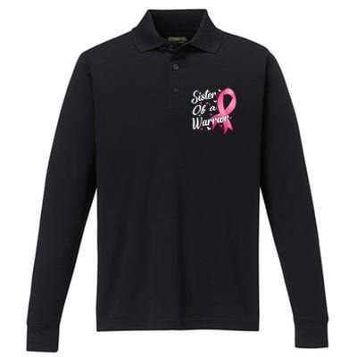 Womens Fighter Sister Of A Warrior Breast Cancer Fighting Performance Long Sleeve Polo