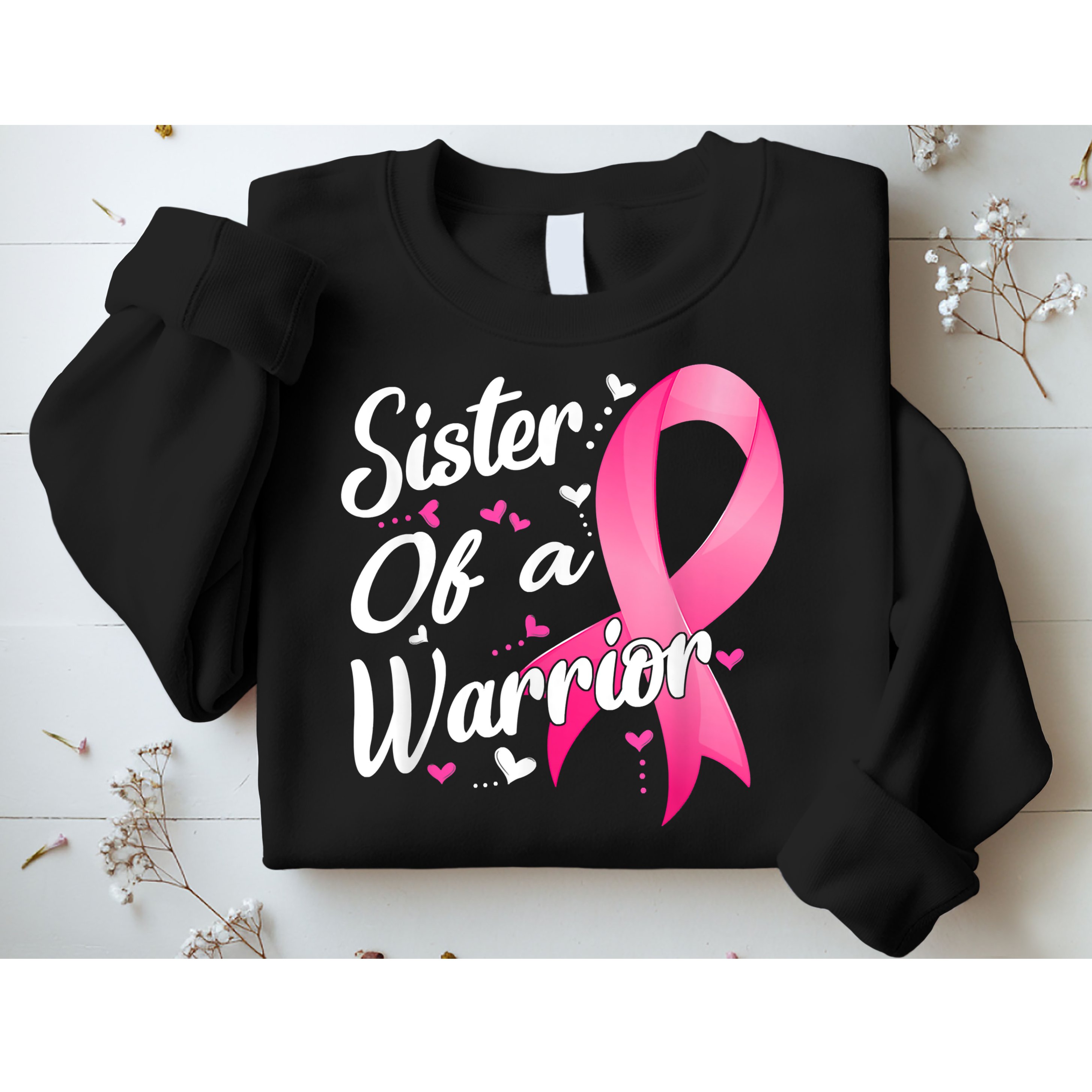 Womens Fighter Sister Of A Warrior Breast Cancer Fighting Sweatshirt