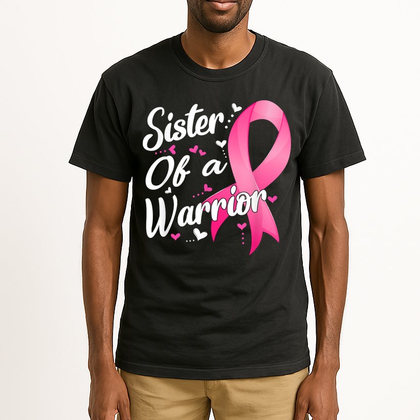 Womens Fighter Sister Of A Warrior Breast Cancer Fighting Tall T-Shirt