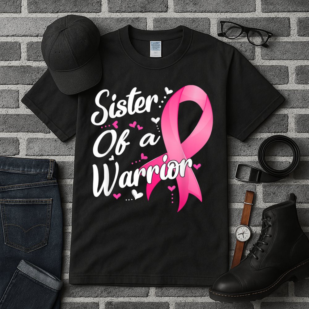 Womens Fighter Sister Of A Warrior Breast Cancer Fighting Tall T-Shirt