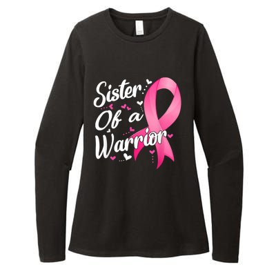 Womens Fighter Sister Of A Warrior Breast Cancer Fighting Womens CVC Long Sleeve Shirt