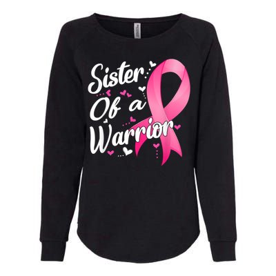 Womens Fighter Sister Of A Warrior Breast Cancer Fighting Womens California Wash Sweatshirt