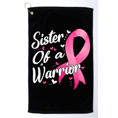 Womens Fighter Sister Of A Warrior Breast Cancer Fighting Platinum Collection Golf Towel