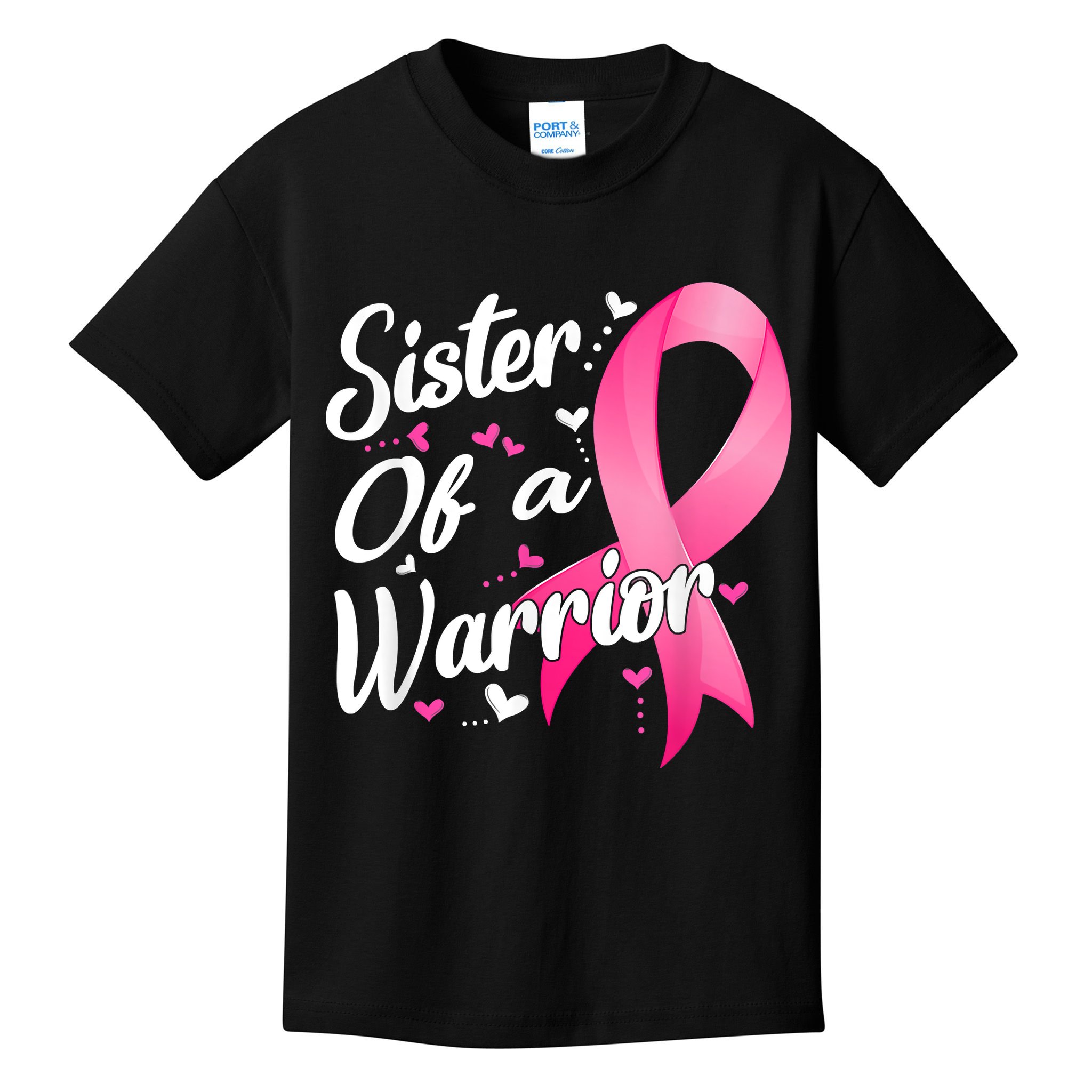 Womens Fighter Sister Of A Warrior Breast Cancer Fighting Kids T-Shirt