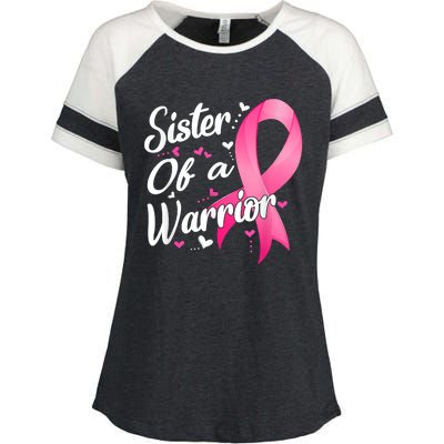 Womens Fighter Sister Of A Warrior Breast Cancer Fighting Enza Ladies Jersey Colorblock Tee