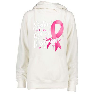 Womens Fighter Sister Of A Warrior Breast Cancer Fighting Womens Funnel Neck Pullover Hood