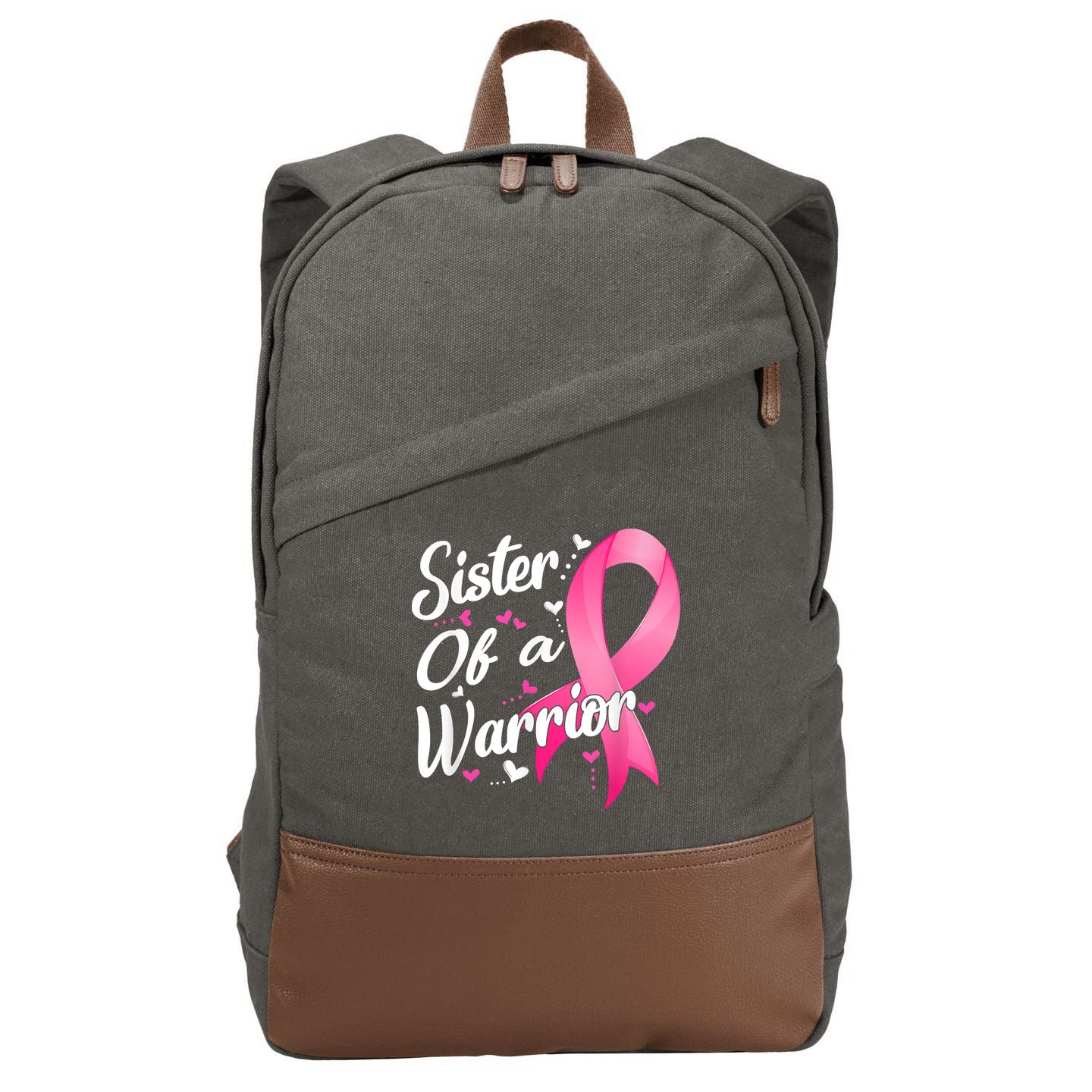 Womens Fighter Sister Of A Warrior Breast Cancer Fighting Cotton Canvas Backpack