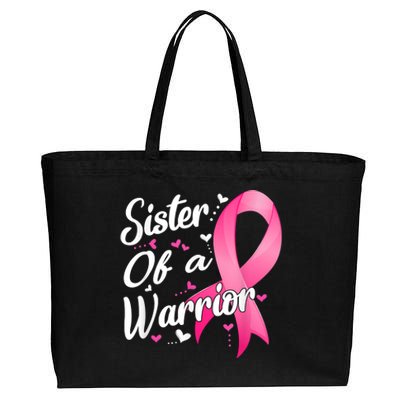 Womens Fighter Sister Of A Warrior Breast Cancer Fighting Cotton Canvas Jumbo Tote