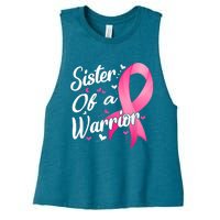 Womens Fighter Sister Of A Warrior Breast Cancer Fighting Women's Racerback Cropped Tank