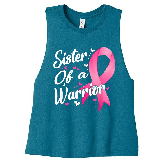 Womens Fighter Sister Of A Warrior Breast Cancer Fighting Women's Racerback Cropped Tank