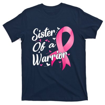 Womens Fighter Sister Of A Warrior Breast Cancer Fighting T-Shirt