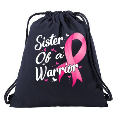 Womens Fighter Sister Of A Warrior Breast Cancer Fighting Drawstring Bag