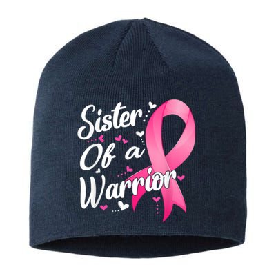 Womens Fighter Sister Of A Warrior Breast Cancer Fighting Sustainable Beanie