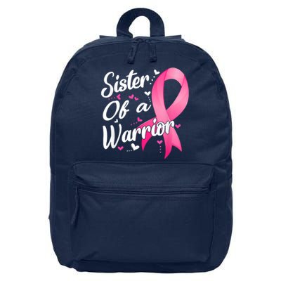 Womens Fighter Sister Of A Warrior Breast Cancer Fighting 16 in Basic Backpack