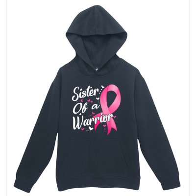 Womens Fighter Sister Of A Warrior Breast Cancer Fighting Urban Pullover Hoodie