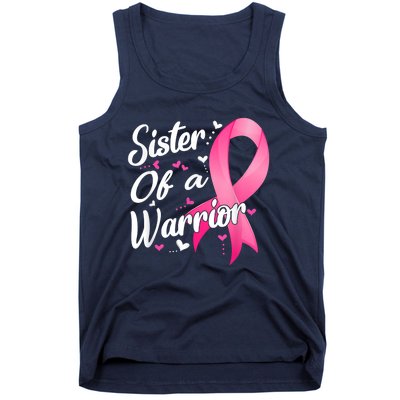 Womens Fighter Sister Of A Warrior Breast Cancer Fighting Tank Top