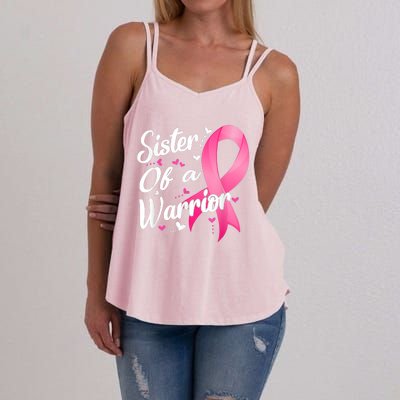 Womens Fighter Sister Of A Warrior Breast Cancer Fighting Women's Strappy Tank