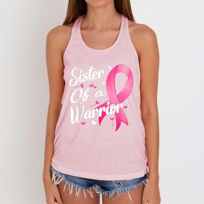 Womens Fighter Sister Of A Warrior Breast Cancer Fighting Women's Knotted Racerback Tank