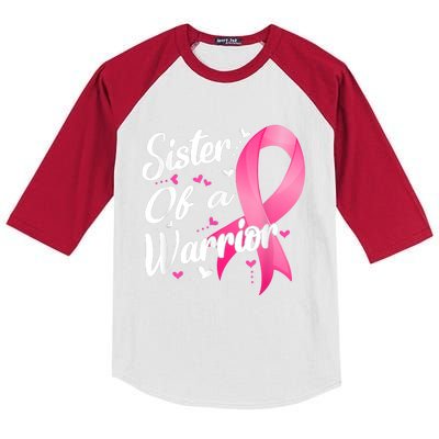 Womens Fighter Sister Of A Warrior Breast Cancer Fighting Kids Colorblock Raglan Jersey