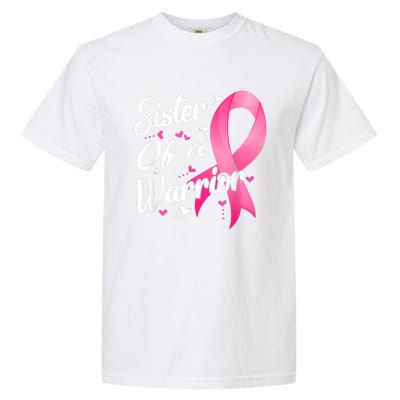 Womens Fighter Sister Of A Warrior Breast Cancer Fighting Garment-Dyed Heavyweight T-Shirt