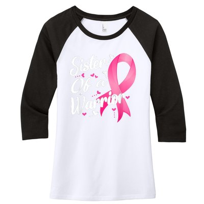 Womens Fighter Sister Of A Warrior Breast Cancer Fighting Women's Tri-Blend 3/4-Sleeve Raglan Shirt