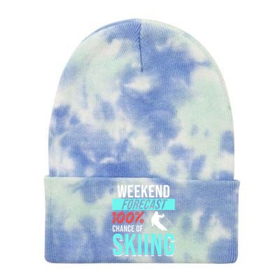 Weekend Forecast Skiing Snow Skier Sports Lover Graphic Cool Gift Tie Dye 12in Knit Beanie