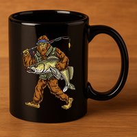 Walleye Fishing Sauger Hunting Bigfoot Fishermen 11oz C Handle Ceramic Mug