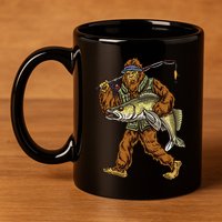 Walleye Fishing Sauger Hunting Bigfoot Fishermen 11oz C Handle Ceramic Mug