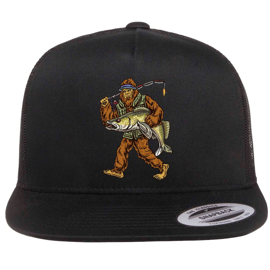 Walleye Fishing Sauger Hunting Bigfoot Fishermen Flat Bill Trucker Hat