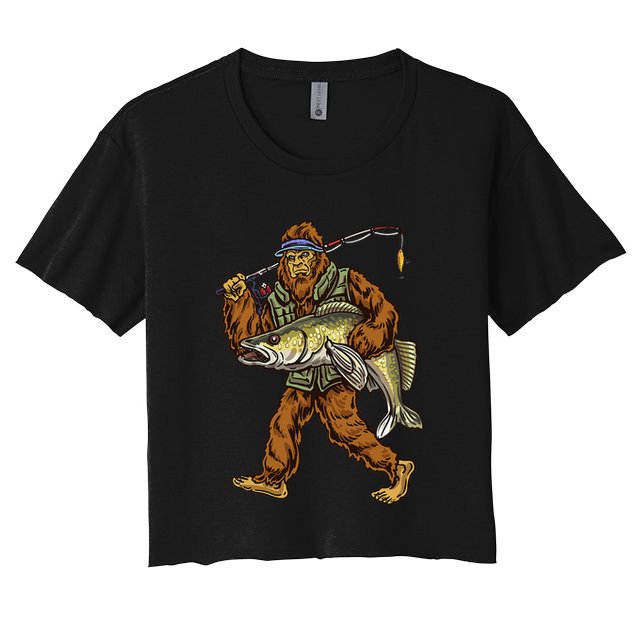 Walleye Fishing Sauger Hunting Bigfoot Fishermen Crop Top