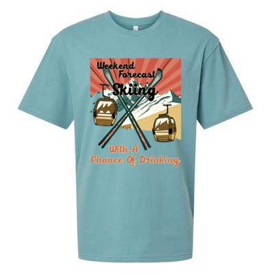 Weekend Forecast Skiing With A Chance Of Ing Funny Ski Gift Sueded Cloud Jersey T-Shirt