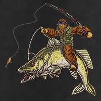 Walleye Fishing Sauger Hunting Bigfoot Fishermen 7 Panel Mesh Trucker Snapback Hat