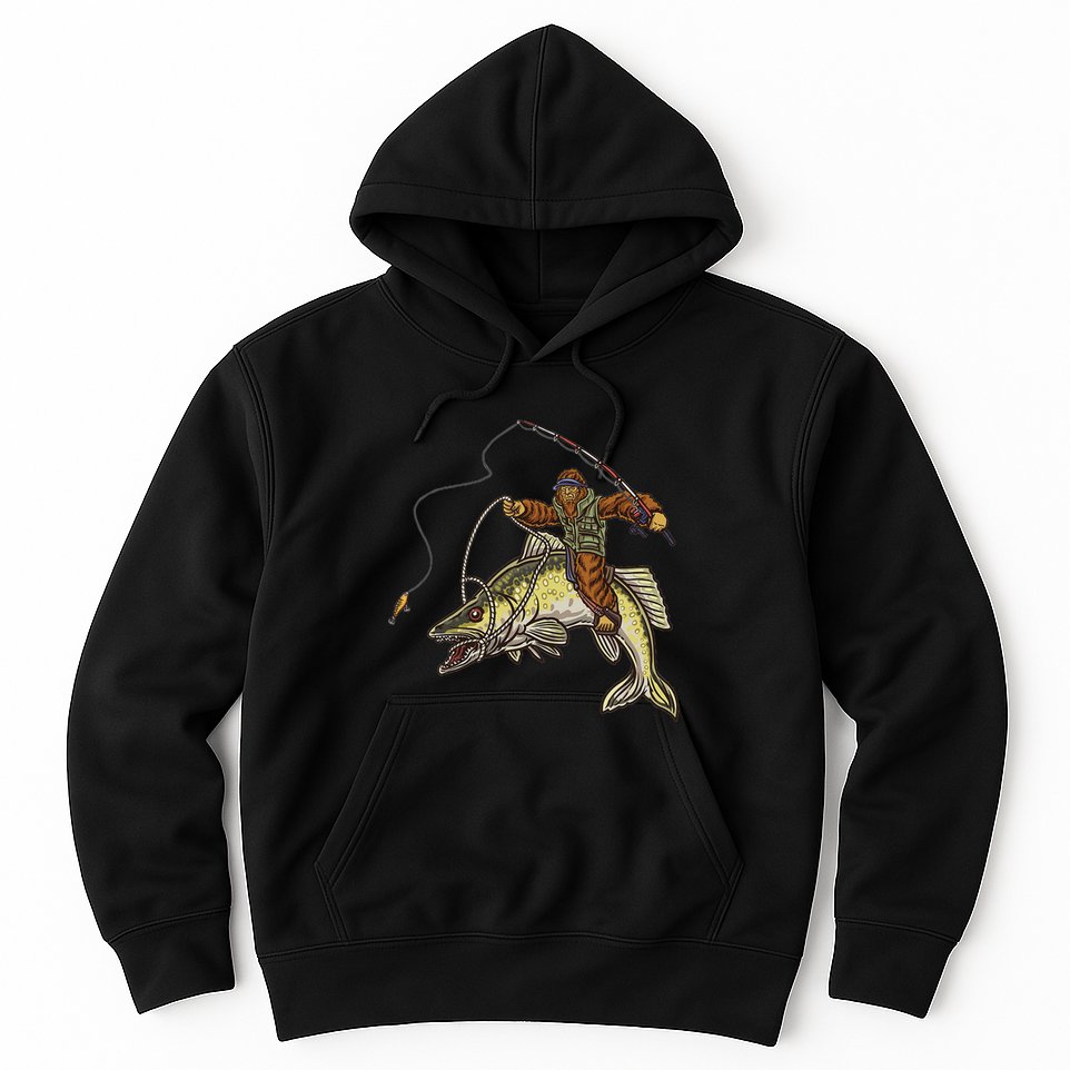 Walleye Fishing Sauger Hunting Bigfoot Fishermen Hoodie