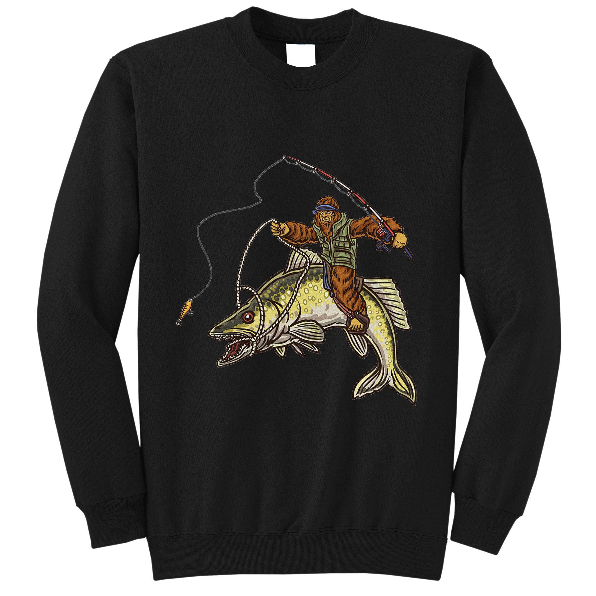Walleye Fishing Sauger Hunting Bigfoot Fishermen Sweatshirt