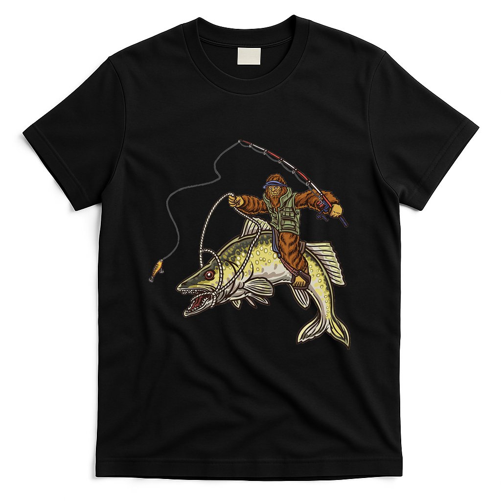 Walleye Fishing Sauger Hunting Bigfoot Fishermen T-Shirt