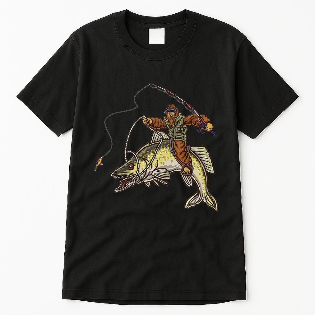 Walleye Fishing Sauger Hunting Bigfoot Fishermen Tall T-Shirt