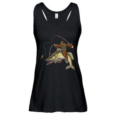 Walleye Fishing Sauger Hunting Bigfoot Fishermen Ladies Essential Flowy Tank