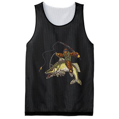 Walleye Fishing Sauger Hunting Bigfoot Fishermen Mesh Reversible Basketball Jersey Tank