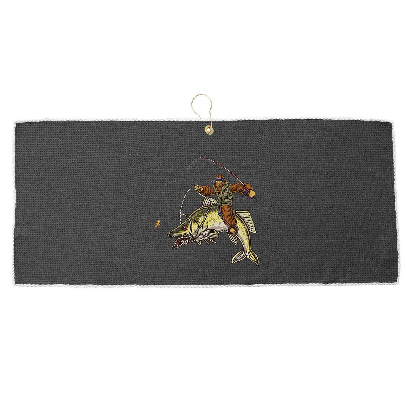 Walleye Fishing Sauger Hunting Bigfoot Fishermen Large Microfiber Waffle Golf Towel