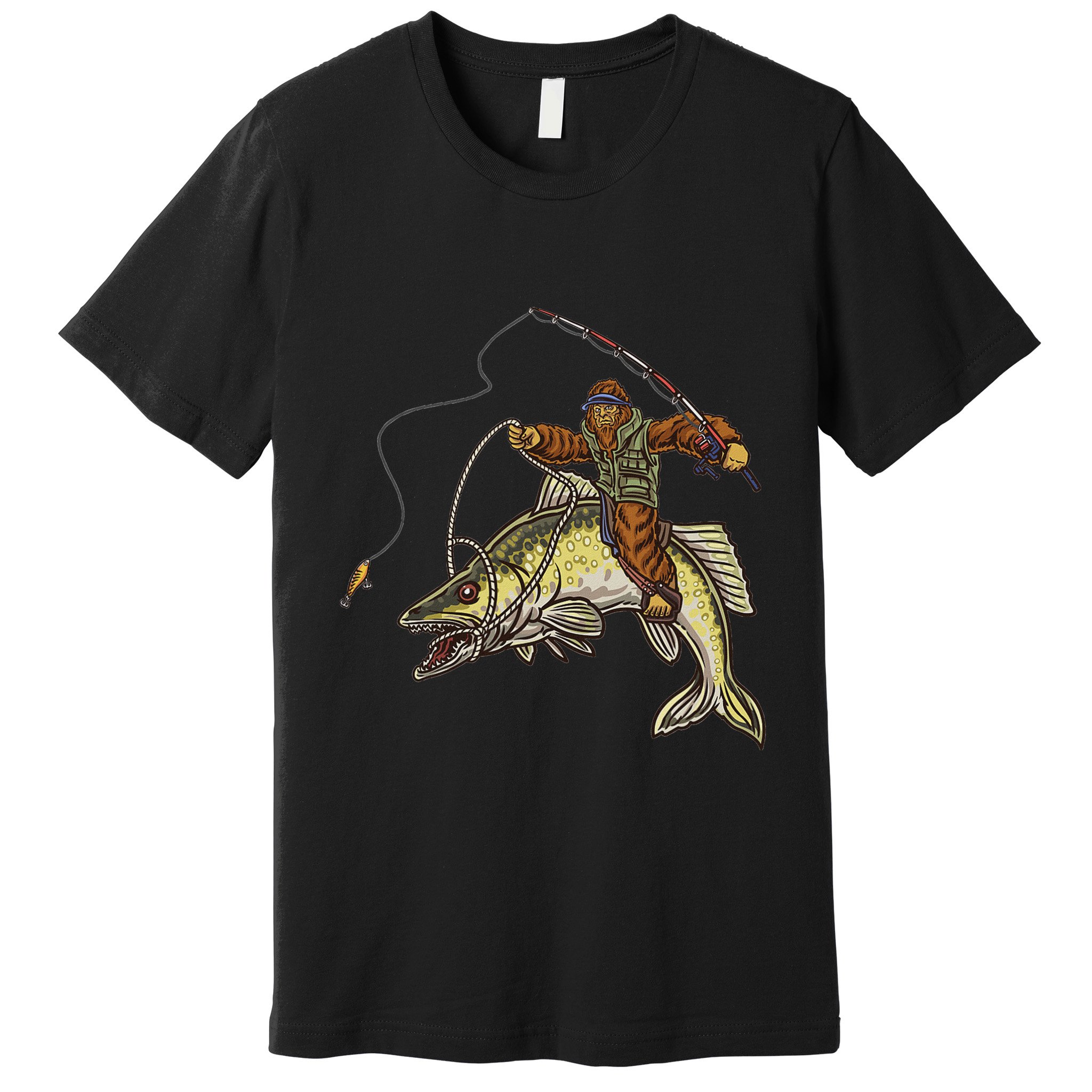 Walleye Fishing Sauger Hunting Bigfoot Fishermen Premium T-Shirt