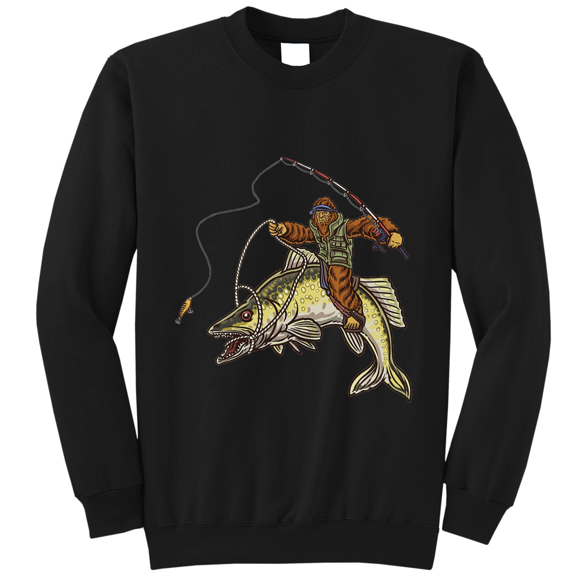 Walleye Fishing Sauger Hunting Bigfoot Fishermen Tall Sweatshirt