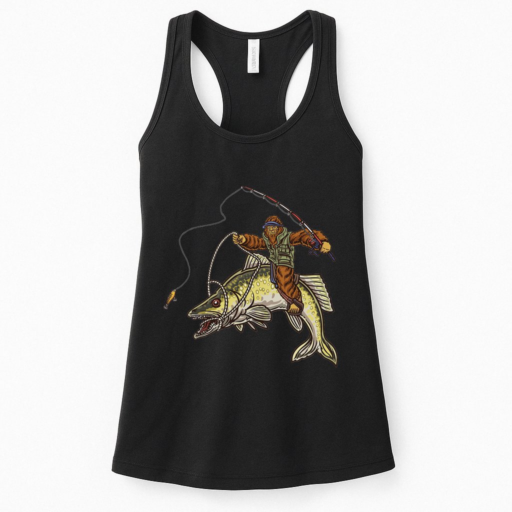 Walleye Fishing Sauger Hunting Bigfoot Fishermen Womens Tank Top