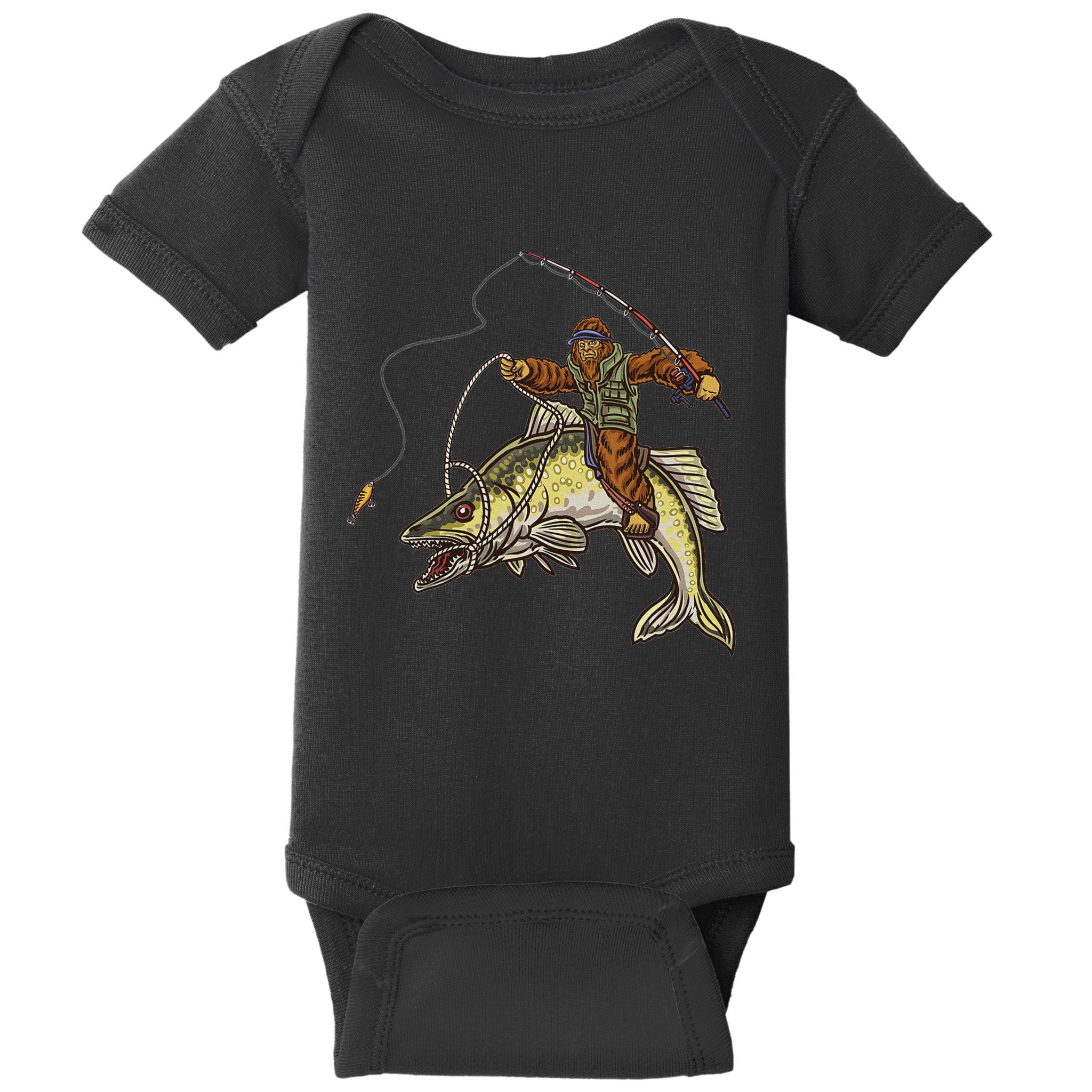 Walleye Fishing Sauger Hunting Bigfoot Fishermen Baby Bodysuit