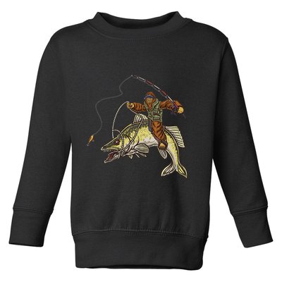 Walleye Fishing Sauger Hunting Bigfoot Fishermen Toddler Sweatshirt